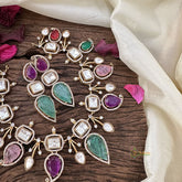 Exclusive Multicolor Victorian Diamond Short Neckpiece-VV1924